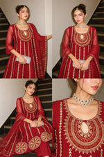 Pretty Mul chanderi Zari detailing suit set in Orange