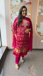 Premium Rani pink ghatchola bandhani lakri patta suit set