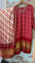 Russia silk lakri patta mul lining suit set in red ( true to size )