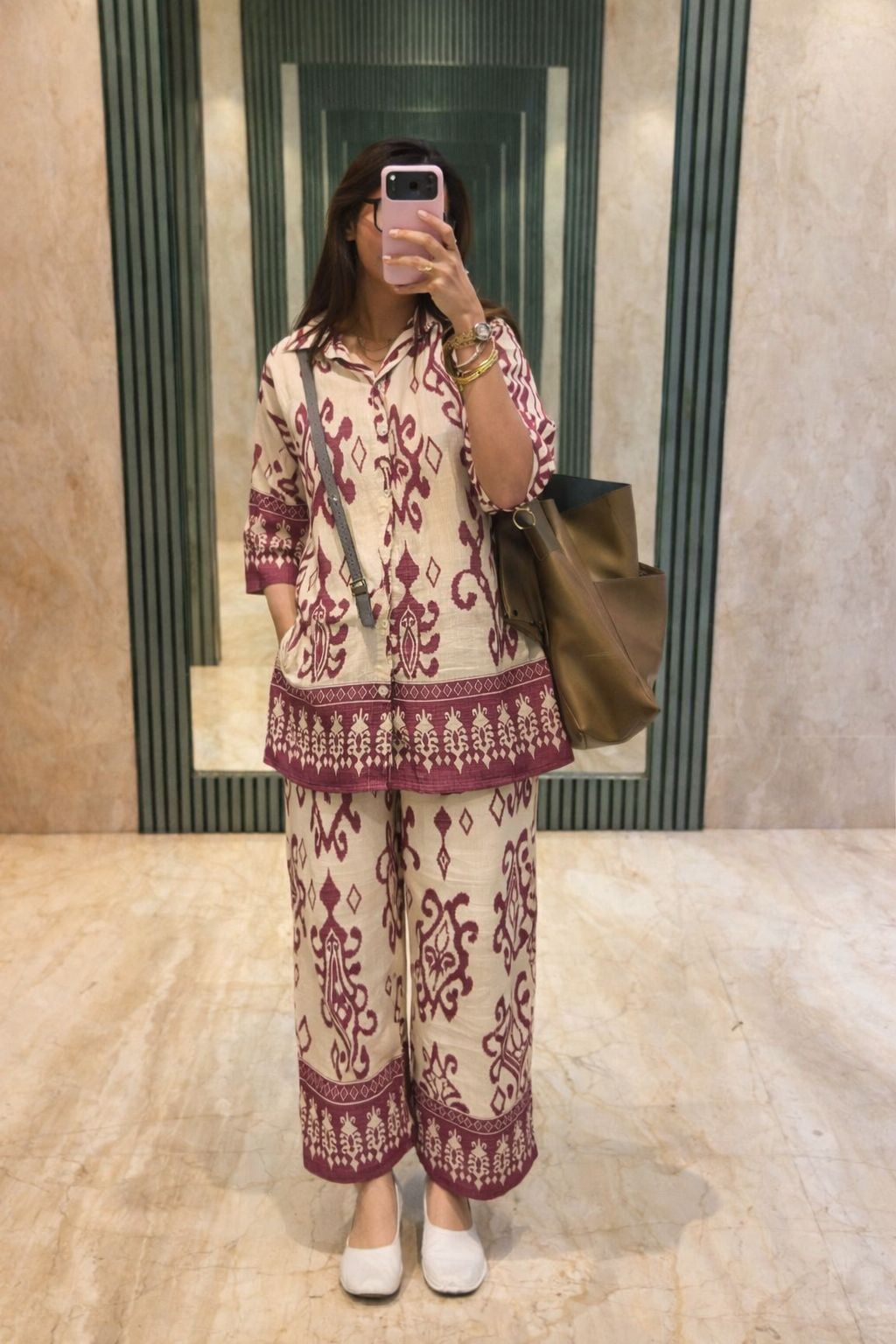 Premium cotton silk Ikkat printed smart co ord