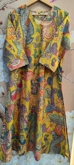 Line Cotton Kurta Pant in Yellow