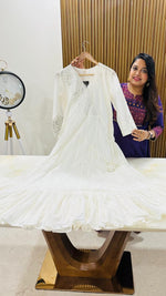 Pure mul cotton angrakha pattern cotton gown with lining