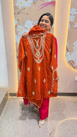Super Royal Kundan necklace full suit in farshi salwar in orange