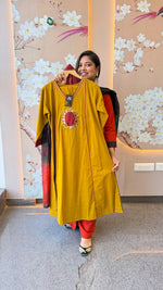 Real mirror yellow n red cotton full suit set