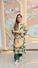 Super pretty Mul silk kurta pant in green