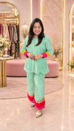 Pure crepe designer co ord set comes with inner