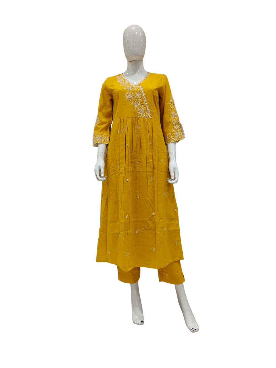 Pure cotton embroidered with beautiful detailing on sleeves and neck