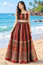 Premium gaji red n gold skirt