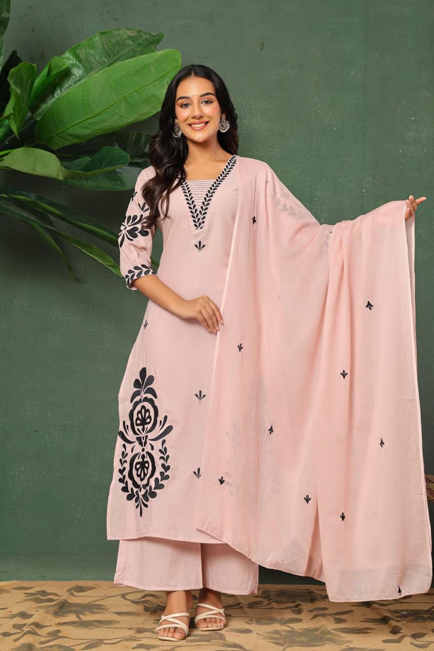 Cotton applique suit set