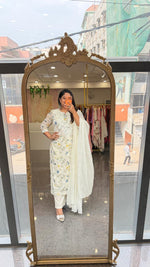 Pure Mul cotton lining chikankari suit set in white