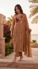 Crush cotton applique work full suit set