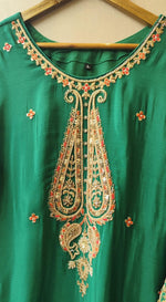 Emerald green heavy plazzo pant suit set with intricate detailing