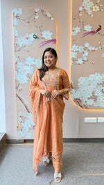 Restocked in new colour! Shimmer tissue with zari detailing full suit set