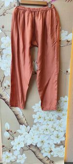 Premium tissue suit set with giraffe fabric and hand work on yoke in peach
