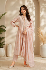 Super pretty embroidered Mul chanderi in pink