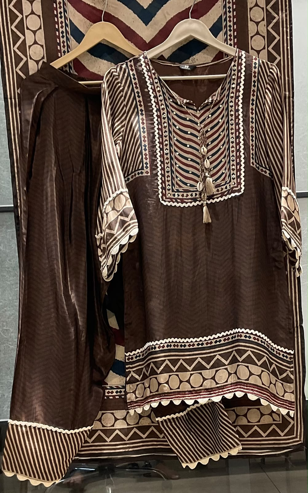 Super pretty crepe farshi salwar suit set in brown