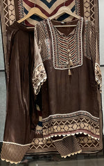 Super pretty crepe farshi salwar suit set in brown