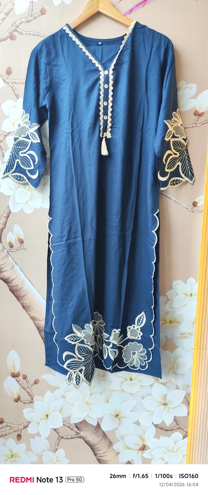 Applique kurta pant in blue