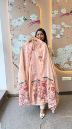 Linen chanderi githan work suit set