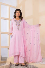 Mul cotton designer neck and pockets with lining full suit in pink