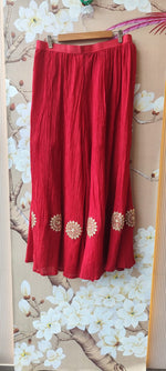 Pretty crush plazzo with gotta detailing silk kurta suit set in red