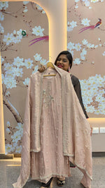 Restocked premium tissue with pearl detailing suit in blush pink ( true to size )