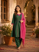 Pretty Mul chanderi farshi salwar paired with Kota doria dupatta