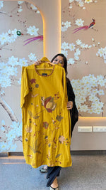 Pure cotton fully embroidered suit set in yellow