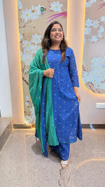 Pure banarsi Mul chanderi all over sequins in contrast