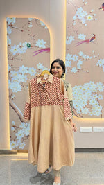 Pretty pretty cotton A line kurta with pocket paired with pant in red