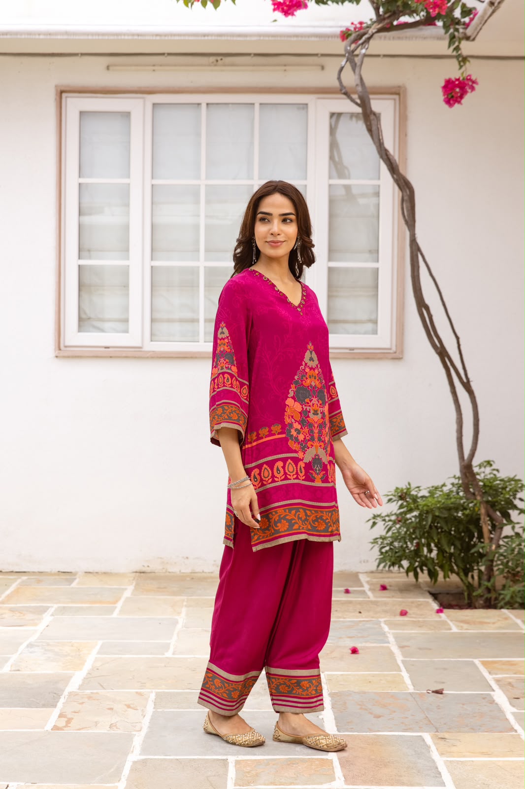 Pure crepe silk designer farshi salwar co ord set