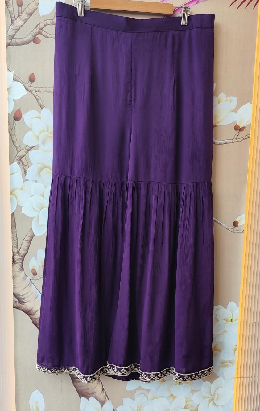 Premium chinon beautiful handwork all over in purple