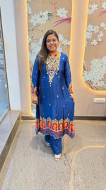 Pure gaji silk royal blue kurta pant