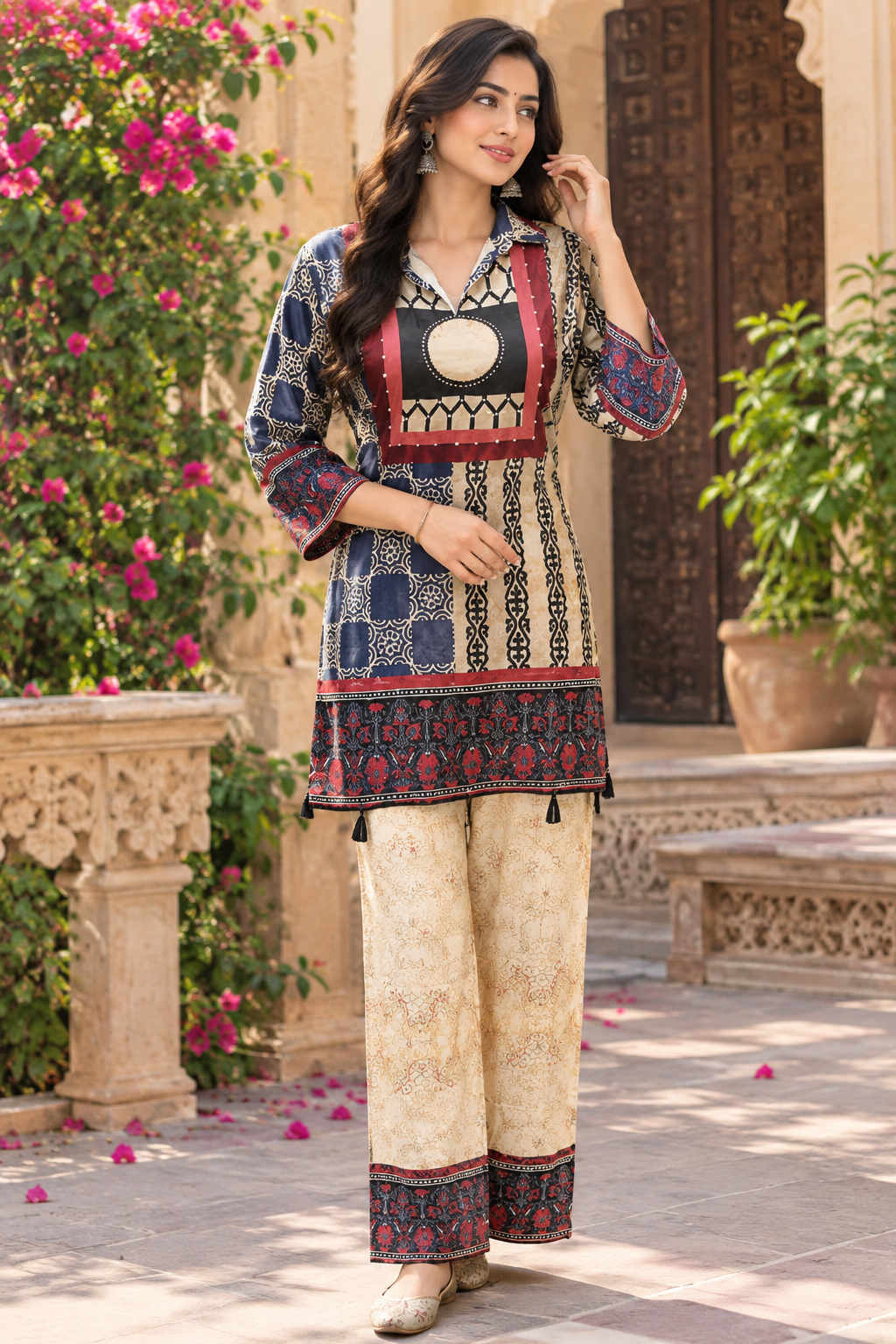 Premium gaji silk ajrakh co ord