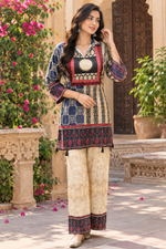 Premium gaji silk ajrakh co ord