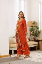 Restocked heavy rayon designer co ord in orange
