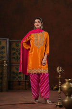 Crepe silk heavy handwork farshi salwar suit set