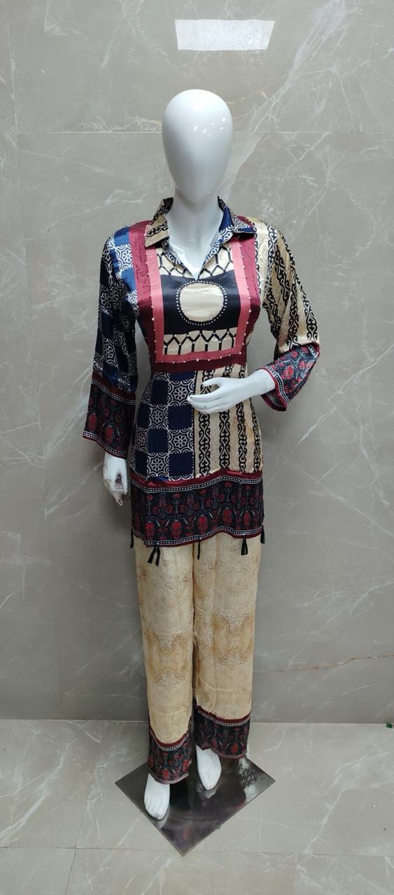 Premium gaji silk ajrakh co ord