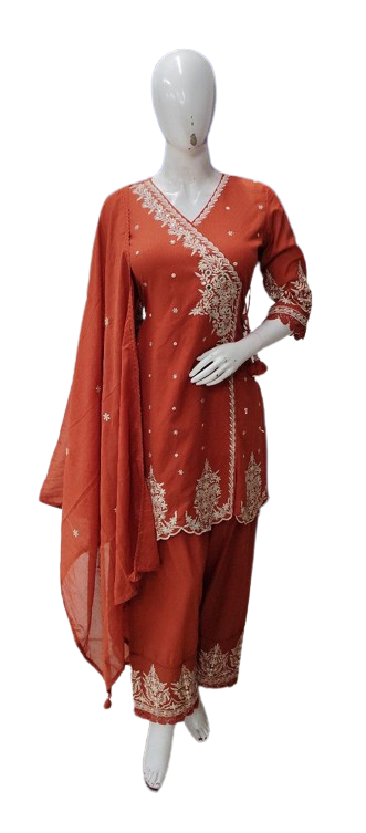 Wow cotton angrakha full suit set in orange
