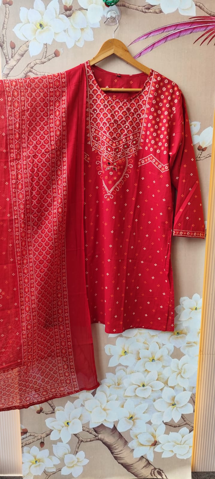 Red bandhani farshi salwar suit set