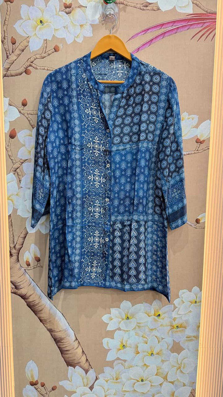 Pure crepe co ord set in blue