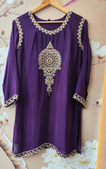 Premium chinon beautiful handwork all over in purple