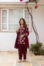 Soft cotton flex farshi salwar suit set in wine