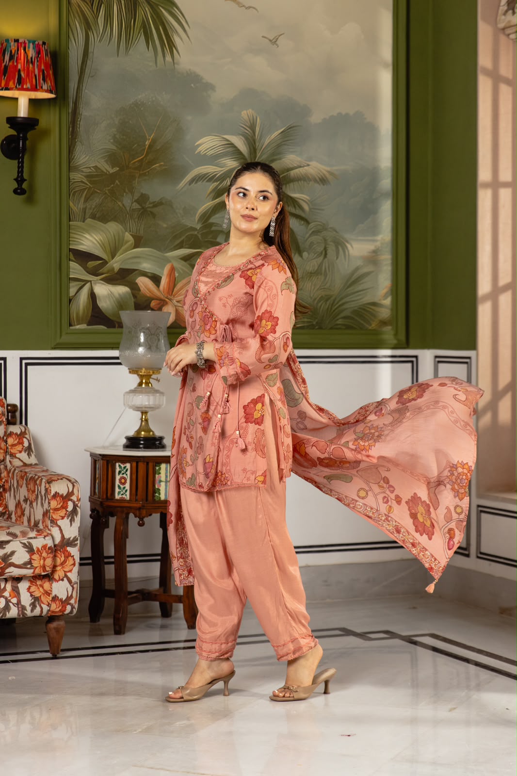 Super pretty Modale Kalamkari farshi salwar suit set (advisable to go for a size up) in pink