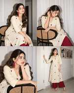 Cotton embroidered plazzo set comes with chilly earring