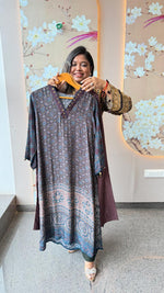 Natural crepe designer co ord in wine