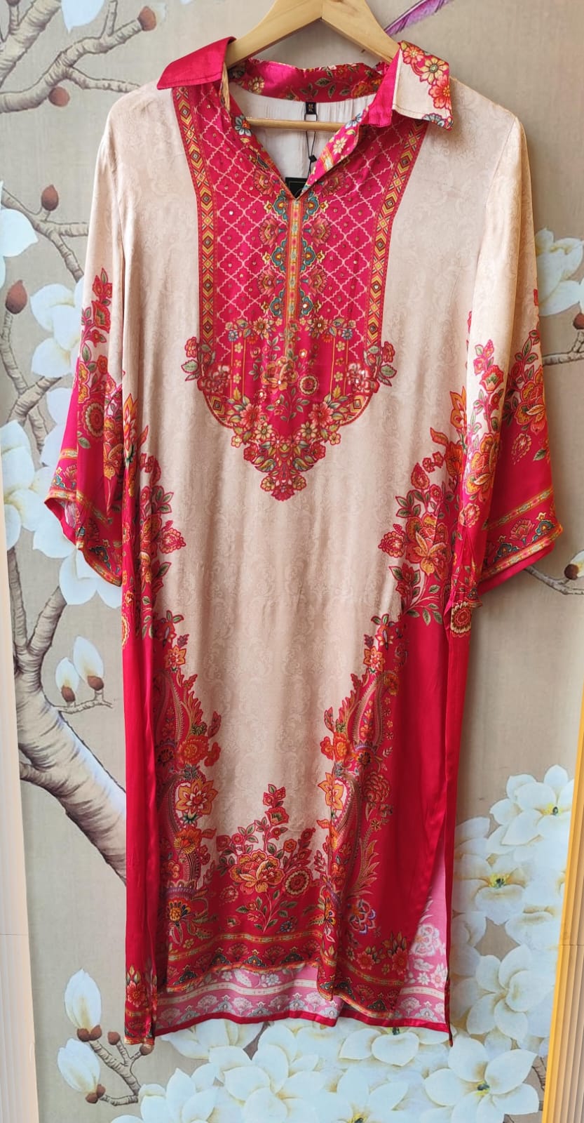 Premium gaji silk full suit set in pink