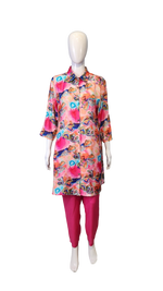 Pure butter soft muslin silk with embellished neck co ord