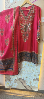 Premium soft dola silk lining farshi salwar suit set in red !! (Dispatch by Saturday) !
