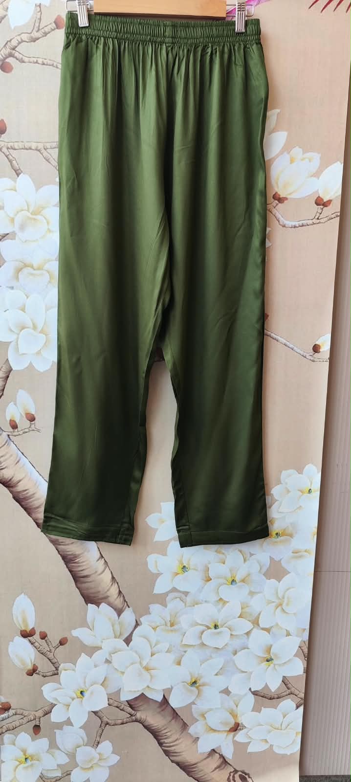 Premium gaji silk suit set paired with Kalamkari dupatta in green